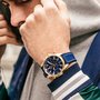 RELOGIO BULOVA MARINE STAR DOURADO AMOST AZUL/BORRCOURO AZUL